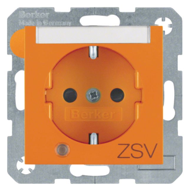 Berker 41108914 Steckdose SCHUKO+LED Kontroll B-feld+erh.BS S.1 orange glänz.
