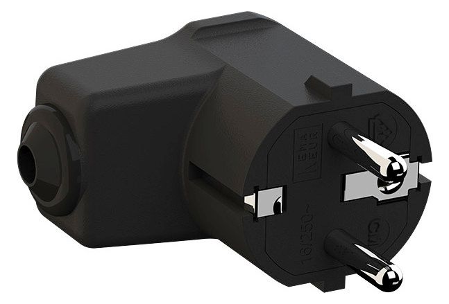 Bachmann 960.102 SCHUKO Winkelstecker schwarz m.Knickschutz