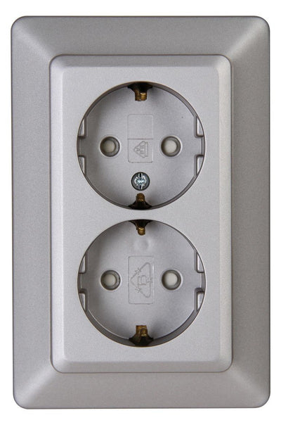 Kopp 927720089 MILANO Schuko Steckdose 2f Komplettgerät stahl