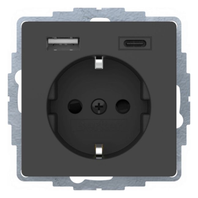 Berker MAN0204623 Steckdose SCHUKO m.USB A-C Q.1/Q.3 tiefschwarz matt lackiert