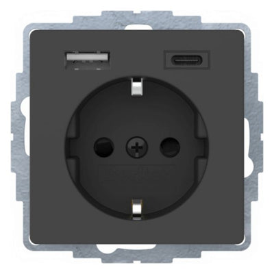 Berker MAN0204623 Steckdose SCHUKO m.USB A-C Q.1/Q.3 tiefschwarz matt lackiert