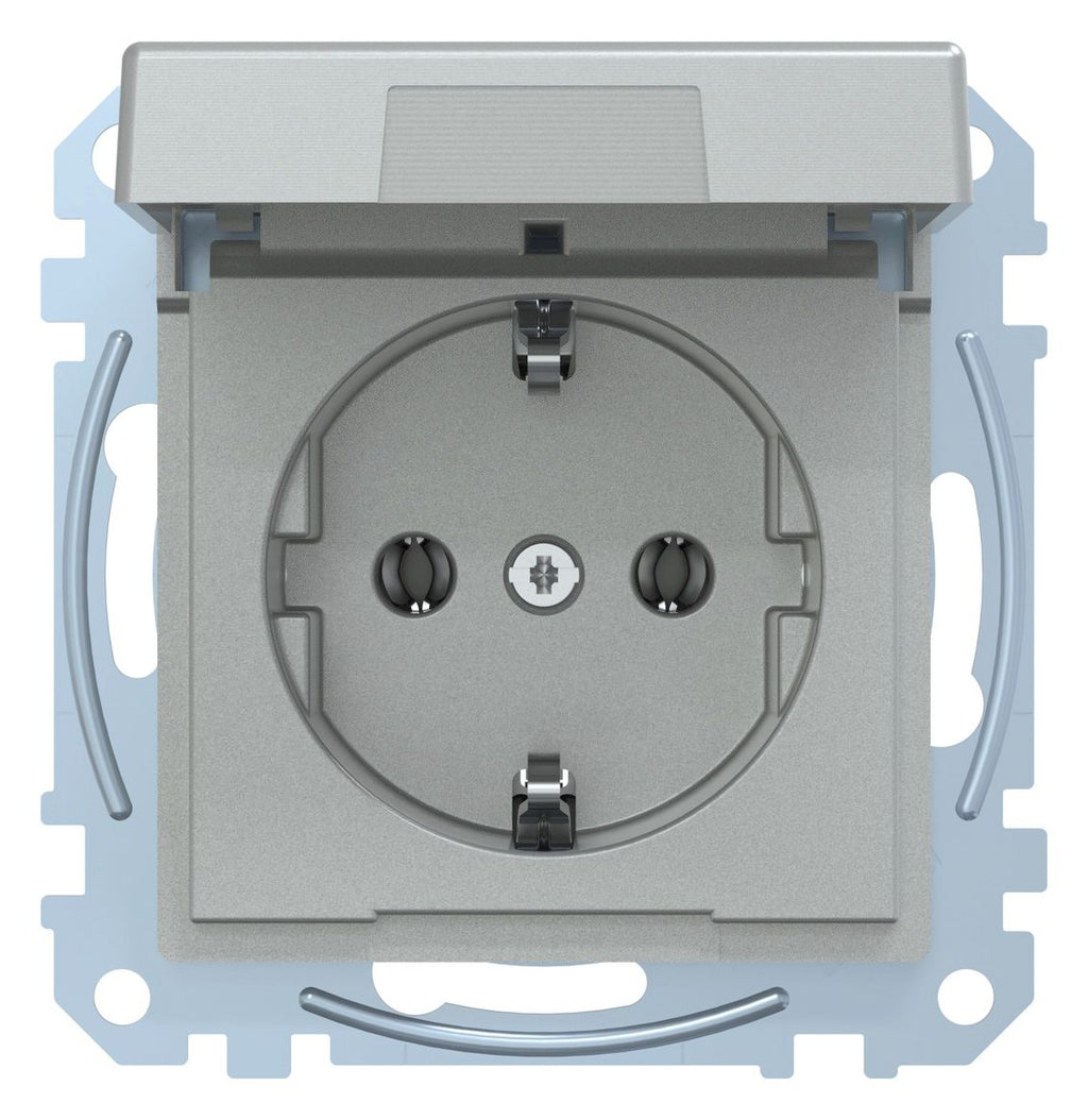 Mert MEG 2414-0460 SCHUKO-Steckdose BRS m.Klappdeckel IP44 SK aluminium Sys.M