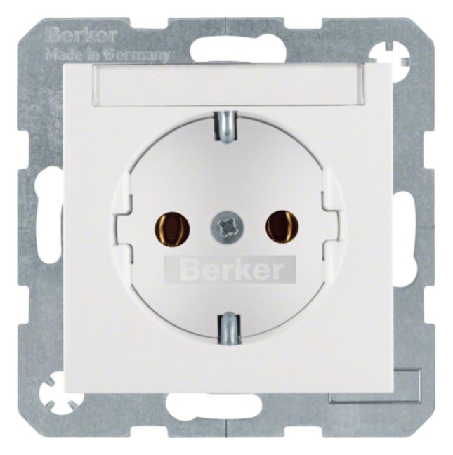 Berker 47508989 Steckdose SCHUKO m.B-feld S.1 polarweiß glänzend