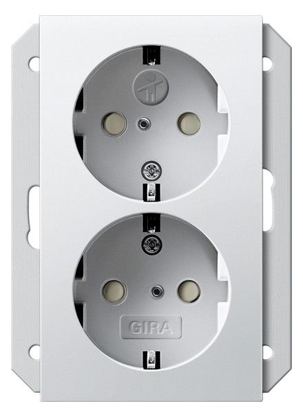 GIRA 273527 SCHUKO-Doppelsteckdose SH f.UP-Dose 1,5f System 55 Reinweiß seiden