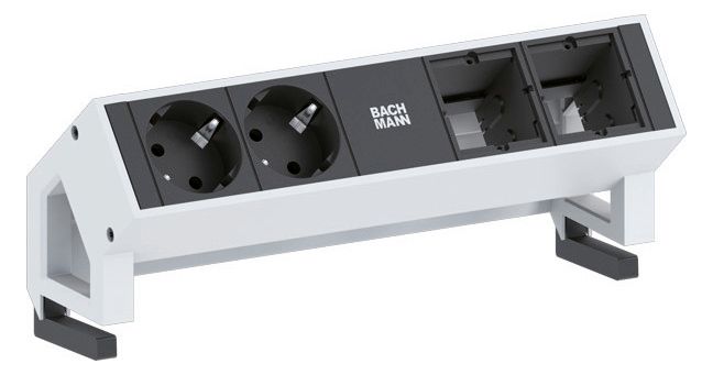 Bachmann 902.211 DESK2 2xSchuko 2xABD Strom 0,2m GST18 RAL9010