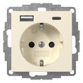GIRA 245901 SCHUKO-Steckdose Shutter USB 2f Typ A/C System 55 Cremeweiß gl.