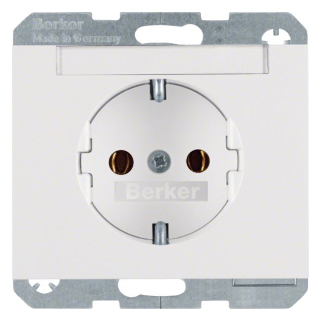 Berker 47397009 Steckdose SCHUKO m.B-feld K.1 polarweiß glänzend