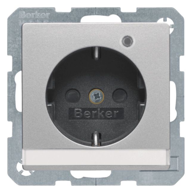 Berker 41106084 Steckdose SCHUKO+LED Kontroll B-feld+erh.BS Q.1/Q.3 alu samt