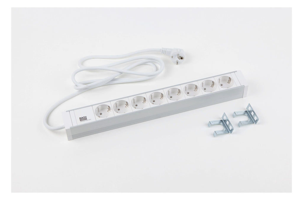 Bachmann 333.001 19" 1,5HE 8xSchuko weiß Strom 2m Schuko