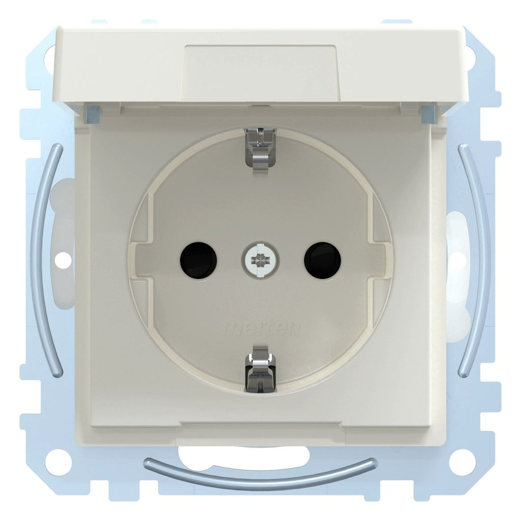 Mert MEG 2314-0319 SCHUKO-Steckdose BRS Klappd. IP44 StK polarweiß glänz. Sys.M
