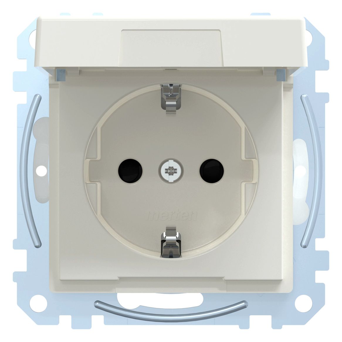 Mert MEG 2314-0319 SCHUKO-Steckdose BRS Klappd. IP44 StK polarweiß glänz. Sys.M