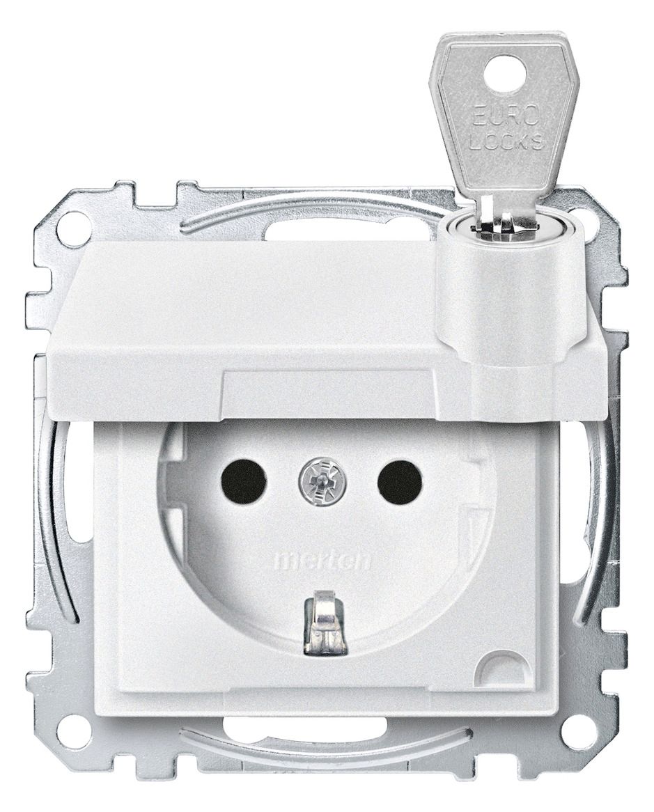 Mert MEG 2315-0419 SCHUKO-Steckdose BRS Klappd. abschl. versch. polarweiß Sys.M
