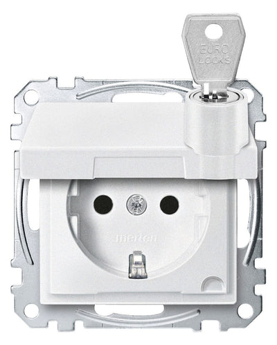 Mert MEG 2315-0419 SCHUKO-Steckdose BRS Klappd. abschl. versch. polarweiß Sys.M
