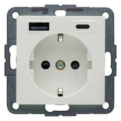 Berker 48141909 Steckdose SCHUKO/USB AC 20W PD S1 pw mt