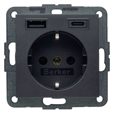 Berker 48141606 Steckdose SCHUKO/USB AC 20W PD B3 ant mt