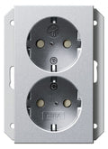 GIRA 273126 SCHUKO-Doppelsteckdose SH f.UP-Dose 1f System 55 Farbe Alu
