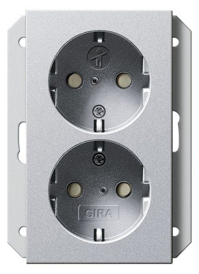 GIRA 273126 SCHUKO-Doppelsteckdose SH f.UP-Dose 1f System 55 Farbe Alu