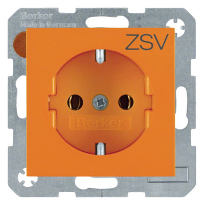 Berker 47438907 Steckdose SCHUKO m.Aufdruck S.1 orange glänzend