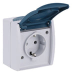 BJ 20EW-53 Steckdose m.Klappdeckel ocean IP44 grau/blaugrün