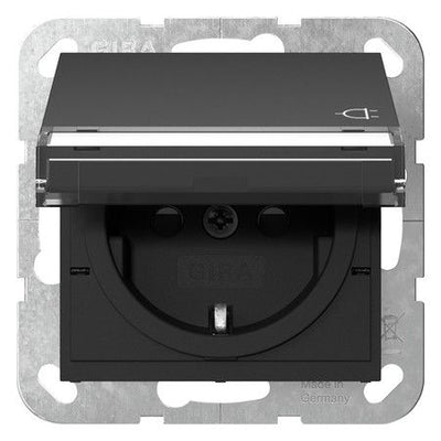 GIRA 4557005 SCHUKO-Steckdose KD BSF+ Shutter System 55 Schwarz matt (lack.)