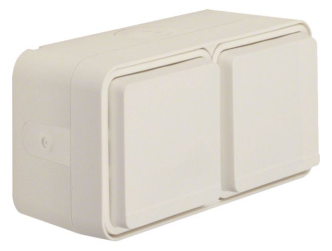 Berker 47753522 Steckdose SCHUKO 2fach waagr. m.Klappd. 4Einf. Ap W.1 polarweiß