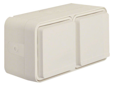 Berker 47753522 Steckdose SCHUKO 2fach waagr. m.Klappd. 4Einf. Ap W.1 polarweiß