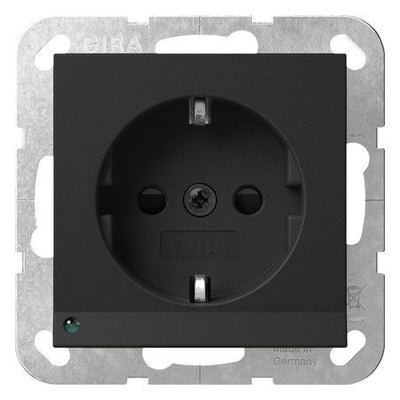 GIRA 4170005 SCHUKO-Steckdose LED-Leu.+ Shutter System 55 Schwarz matt (lack.)
