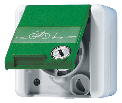 Jung 820GNNAWSLEB SCHUKO Steckd.m.Klappd u.Sicherh.E-Bike
