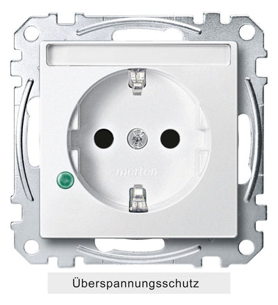 Mert MEG 2305-0419 SCHUKO-Steckdose BRS m.ÜSS+Schriftfeld StK polarweiß System M