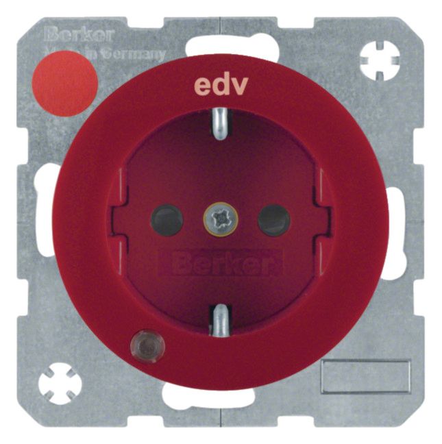 Berker 41102022 Steckdose SCHUKO+LED Kontroll u.erh.BS R.1/R.3 rot gl.