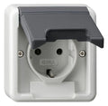 GIRA 445035 SCHUKO-Steckdose Klappdeckel+BSF (OT) WG AP IP44 Grau