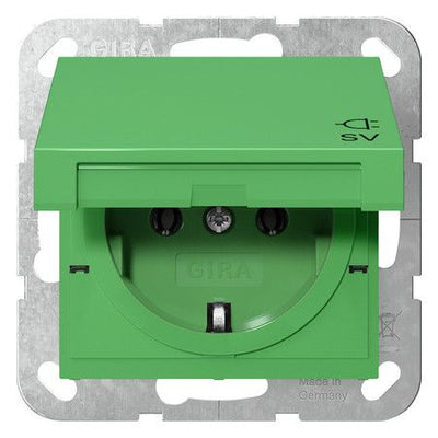 GIRA 4454107 SCHUKO-Steckdose Klappdeckel SV System 55 Grün glänzend