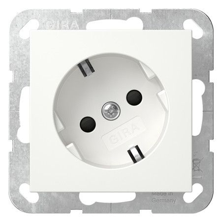 GIRA 441827 SCHUKO-Steckdose 30°+Shutter System 55 Reinweiß seidenmatt