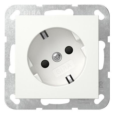 GIRA 441827 SCHUKO-Steckdose 30°+Shutter System 55 Reinweiß seidenmatt