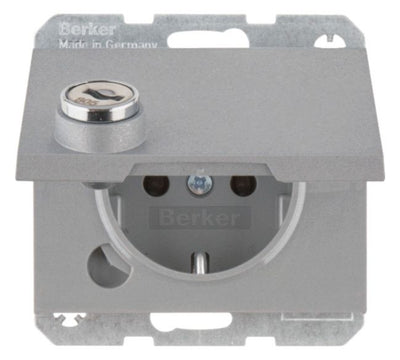 Berker 47637003 SCHUKO Steckdose m.Steckklemme Klappd.Schloss K.1 alu