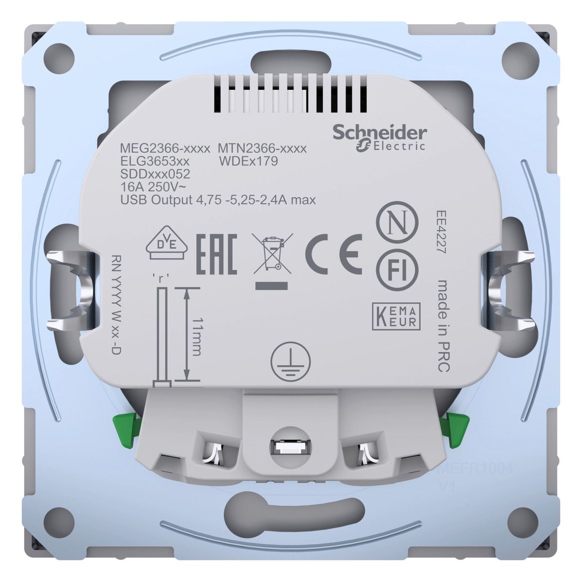 Mert MEG 2366-6036 Schuko-Steckdose m.USB Ladegerät Edelstahl
