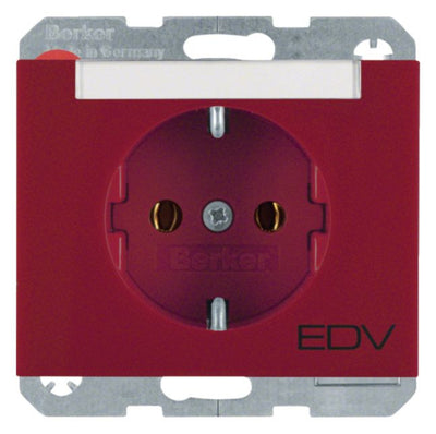 Berker 47397115 Steckdose SCHUKO m.B-feld+Aufdruck K.1/K.5 rot glänzend