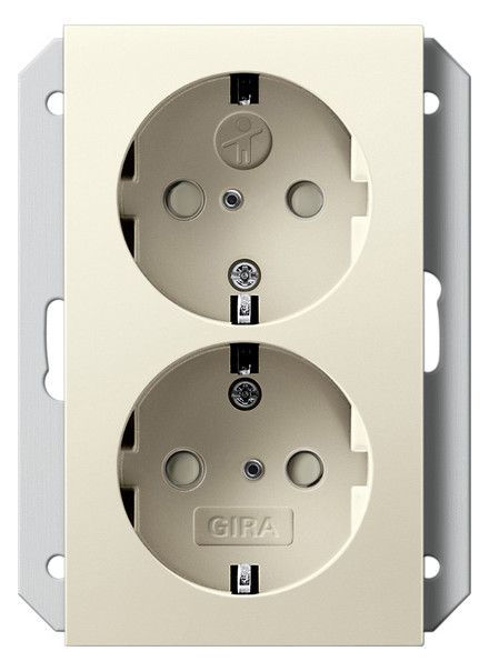 GIRA 273101 SCHUKO-Doppelsteckdose SH f.UP-Dose 1f System 55 Cremeweiß gl.