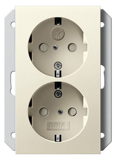 GIRA 273101 SCHUKO-Doppelsteckdose SH f.UP-Dose 1f System 55 Cremeweiß gl.