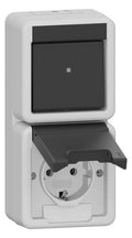 GIRA 417630 Kombi Aus-Wechsel/SCHUKO- Steckdose senkrecht KD WG AP IP44 Grau