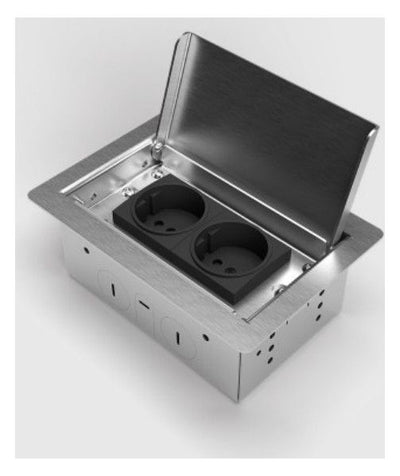 Bodensteckdose 3302E 2x Schuko, Edelstahl gebürstet 3302E-1-1