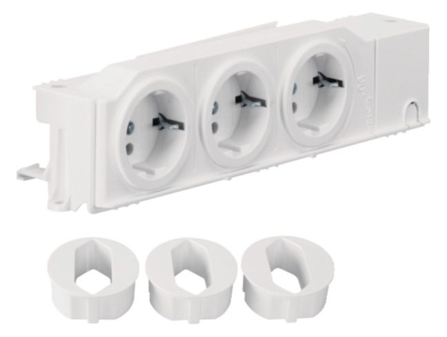 Hager VZ00AS Schuko-Steckdose universal 3fach drehbar geschraubt Hutschienenm.