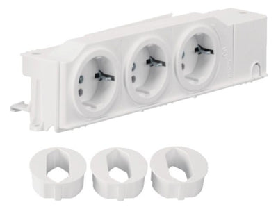 Hager VZ00AS Schuko-Steckdose universal 3fach drehbar geschraubt Hutschienenm.