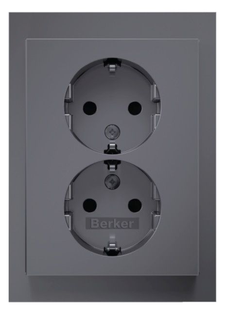 Berker 47597004 Doppelsteckdose SCHUKO Abdeckpl.erh.BS Berker K.5 edelstahl