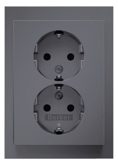 Berker 47597004 Doppelsteckdose SCHUKO Abdeckpl.erh.BS Berker K.5 edelstahl