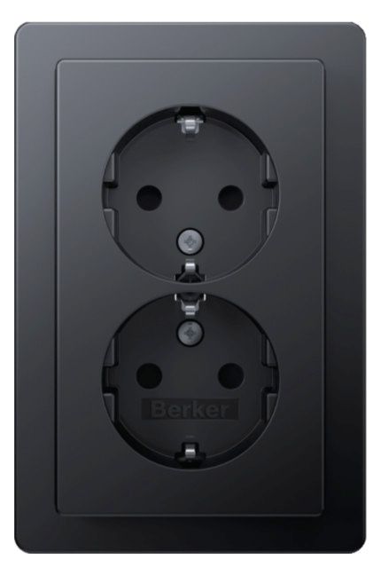 Berker 47596086 Doppelsteckdose SCHUKO Abdeckpl.erh.BS Berker Q.1 anth samt