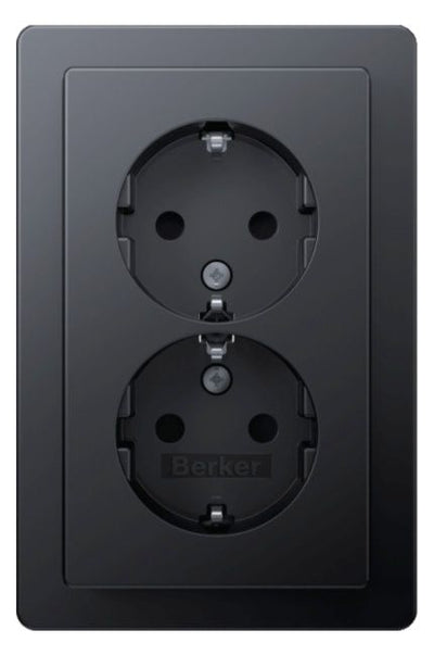 Berker 47596086 Doppelsteckdose SCHUKO Abdeckpl.erh.BS Berker Q.1 anth samt