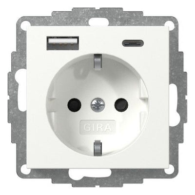 GIRA 245927 SCHUKO-Steckdose Shutter USB 2f Typ A/C System 55 Reinweiß seiden