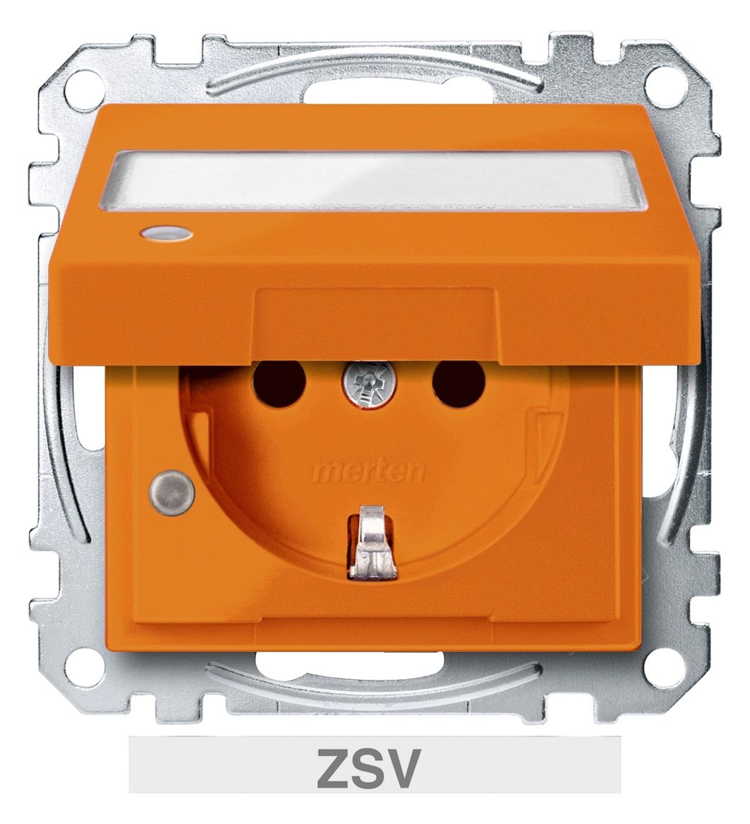 Mert MEG 2313-0302 SCHUKO-Steckdose BRS Sonder Klappd. Ko.+Schriftf. ZSV or.S.M