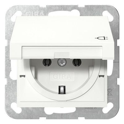 GIRA 445427 SCHUKO-Steckdose Klappdeckel System 55 Reinweiß seidenm.